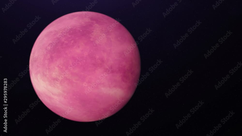 Poster abstract animation of unknown pink planet rotating in outer space. animation. abstract pink planet o
