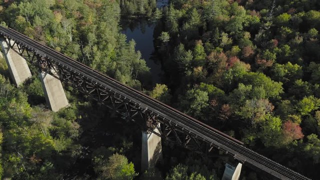 Aerial view of the Onawa Trestle Bridge in Maine