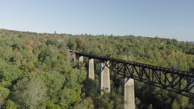 Flying over the Onawa Trestle railway bridge 4K
