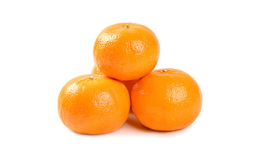 Fresh orange fruits isolated on white background.
