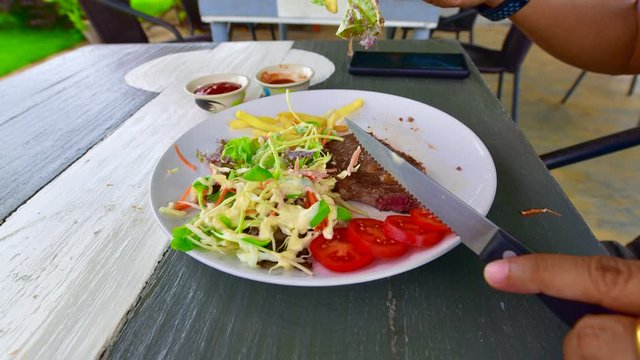 4K time lapse video of beef steak, Thailand.