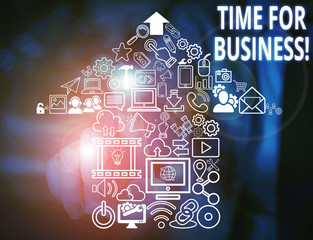 Conceptual hand writing showing Time For Business. Concept meaning fulfil transactions within...