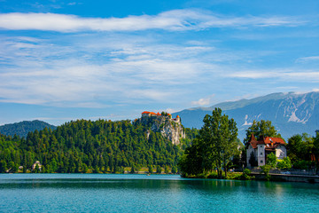 Fototapeta na wymiar View to the Bled Castle In Slovenia
