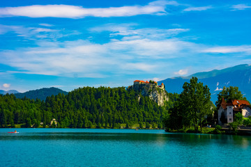 Fototapeta na wymiar View to the Bled Castle in Slovenia