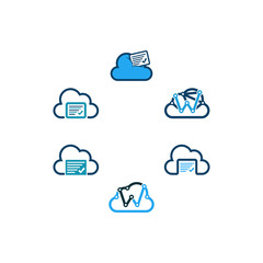 Cloud technology logo design templates vector Set
