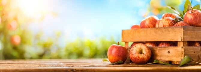 Apples on wooden table