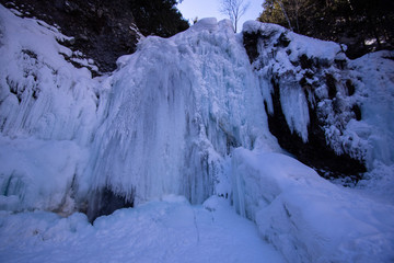 Amazing view of frozen waterfall