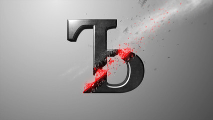 Crossfire Effects alphabet on dark backgorund, 3D Render