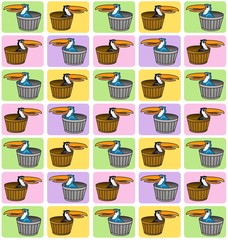 The Amazing of Cute Bird in Trash Cartoon Funny Character in the Colorful Background, Pattern 