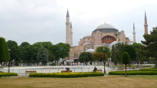View of the world famous Hagia Sophia in Istanbul, Turkey. The religious center of many religions