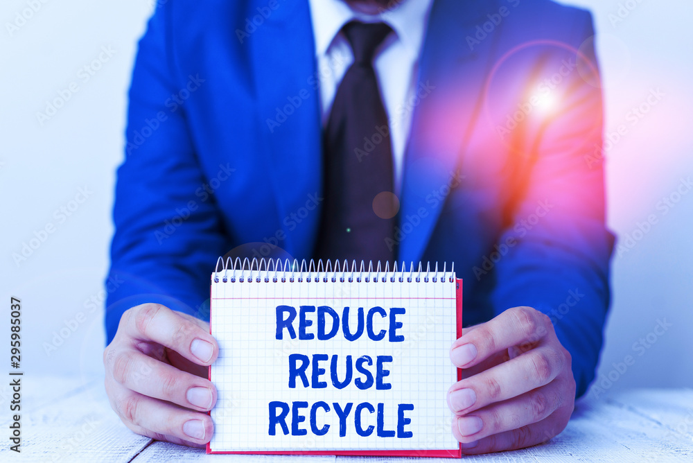 Poster word writing text reduce reuse recycle. business photo showcasing environmentallyresponsible consume