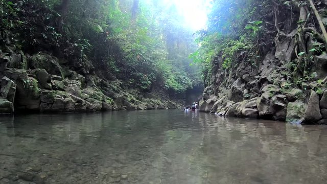 river trek going to Gantungan Falls Bukidnon Philippines