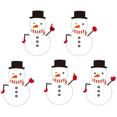 クリスマス　雪だるま5ポーズセット