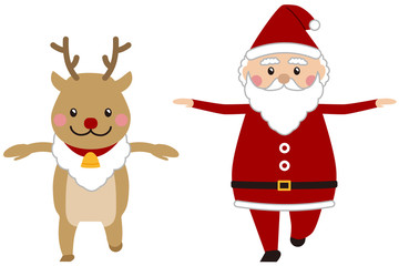 クリスマス　サンタとトナカイ　T