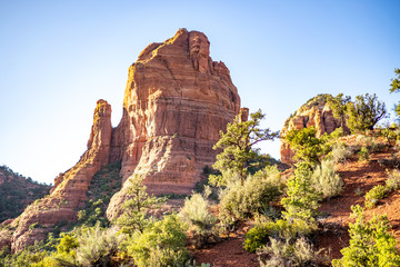 The Mitten red sandstone butte rock formation in Sedona, AZ