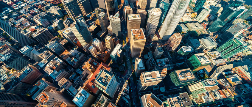 Downtown San Francisco aerial view of skyscrapers