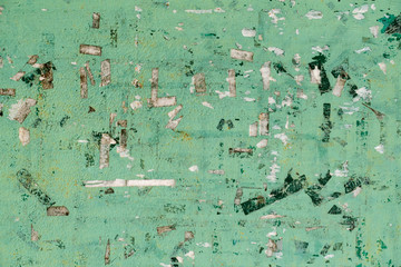 Grunge wall posters, There are many adhesive tape marks and paper marks. Green wall dirty texture...