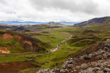 Fototapeta na wymiar Iceland's green lush landscape