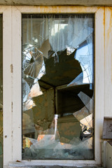 Old broken glass windows, background.