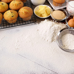 Baking background with ingredients