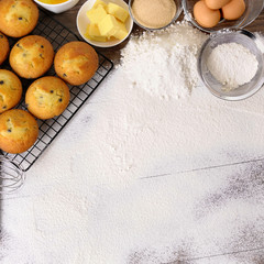 Baking background with ingredients