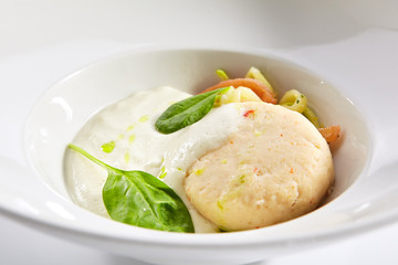 Kamchatka crab and scallop souffle
