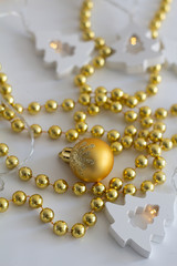 golden christmas decoration on white background