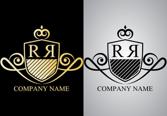 Crest logo isolated on background. Letter R logo, Initials logo, suitable for any company, ready to print, easy to edit, organized layer