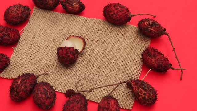 Top view of lychee isolated on white background