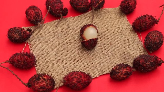 Top view of lychee isolated on white background