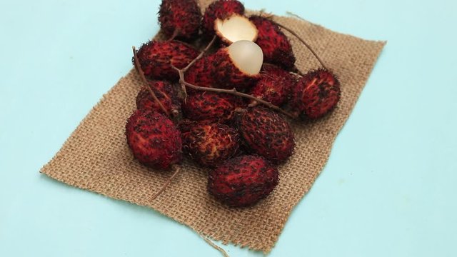 Top view of lychee isolated on white background