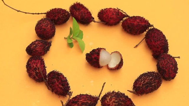 Top view of lychee isolated on white background