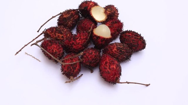 Top view of lychee isolated on white background