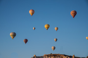 hot air balloons in the sky at Cappadocia
