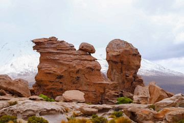 Rock formations around the Laguna Turquiri, Bolivia. Andean landscapes, the Bolivia Plateau