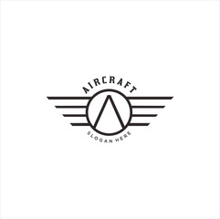 Letter A Shield Wings Logo . Wings Logo abstract design vector template Wings Logo.Aircraft Logo icon.Linear Flying Airlines Logotype.