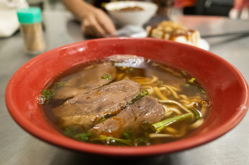 stewed beef noodle soup at Taiwan