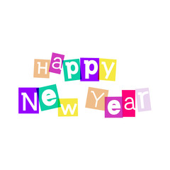 Creative logo design vector template writing happy new year with colorful styles