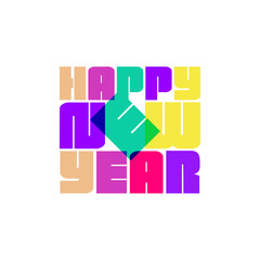 Creative logo design vector template writing happy new year with colorful styles
