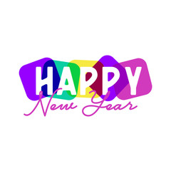 Creative logo design vector template writing happy new year with colorful styles