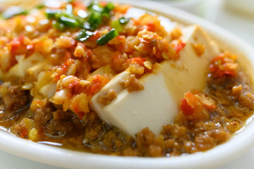 fresh spicy beancurd close up