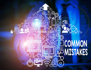 Text sign showing Common Mistakes. Business photo text actions that are often used interchangeably...