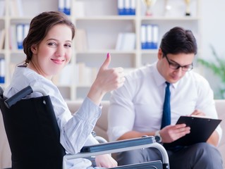 Fototapeta premium Patient visiting psychotherapist to deal with consequences of tr