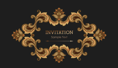 Decorated with elegant and luxurious patterns. Rococo, Baroque style, retro elements, invitation cards, textiles, wrapping paper and fabric design.