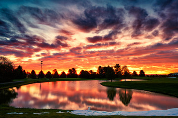 sunset over lake