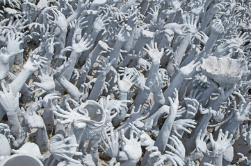 Wat Rong Khun (White Temple) is contemporary unconventional Buddhist temple in Chiang Rai Province, Thailand