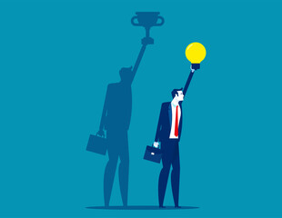 Businessman with his shadow successful. Concept business idea vector illustration, Growth, Achievment.