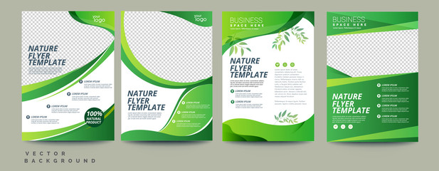 Vector eco flyer, poster, brochure, magazine cover template. Modern green leaf, environment design. - Vector