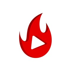 Flame and play video vector logo template