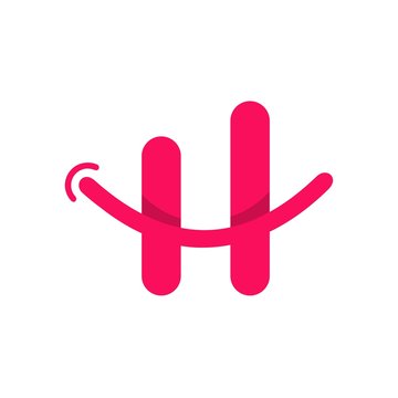 H smile vector logo template